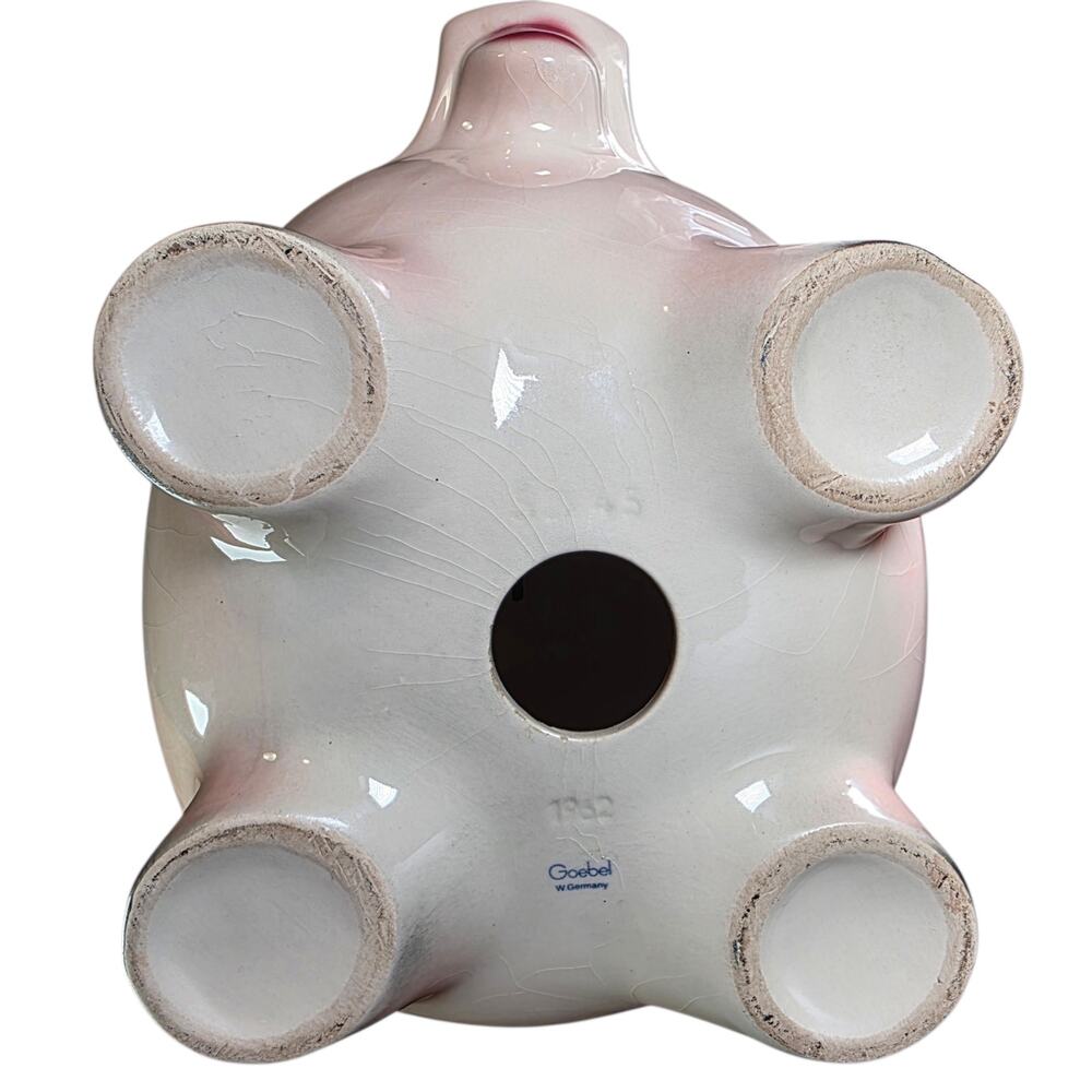Goebel West Germany 1962 Pink Pig Bank 7.5" Large Ceramic w/ Stopper - Picture 10 of 15